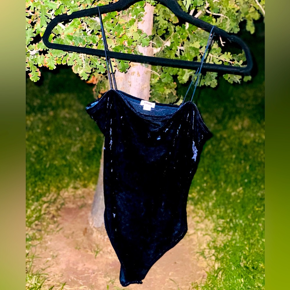 Velvet navy blue Express bodysuit